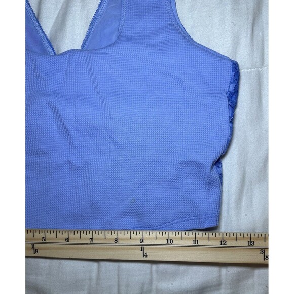 AERIE‎ Blue Lace Back Crop Tank with Built in Shelf Bra SIZE MEDIUM NWT - Picture 8 of 8